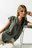Poppy Collared Blouse in Green FINAL SALE