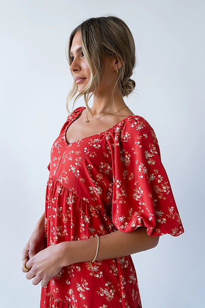 Amy Floral Maxi Dress in Red FINAL SALE