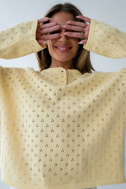 Margot Pointelle Sweater in Butter Yellow FINAL SALE