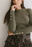 Lonnie Button Sleeve Sweater in Green FINAL SALE