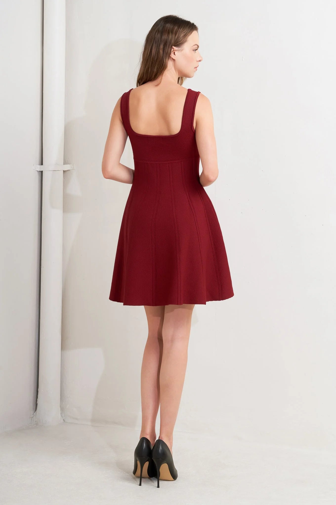 SKATER IN WINE SWEATER MINI DRESS