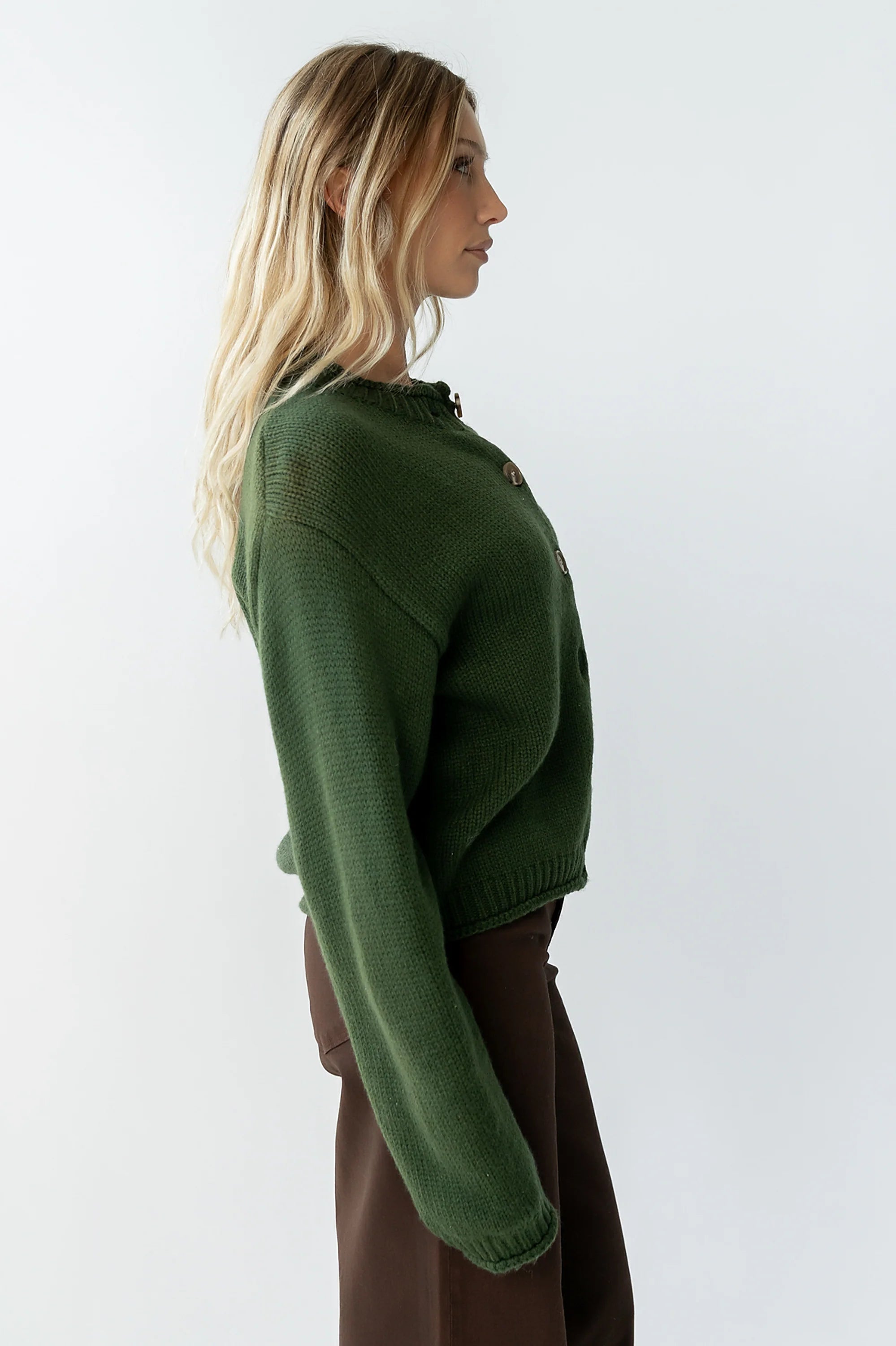 Nolan Chunky Knit Cardigan in Green