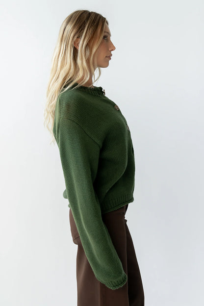 Nolan Chunky Knit Cardigan in Green