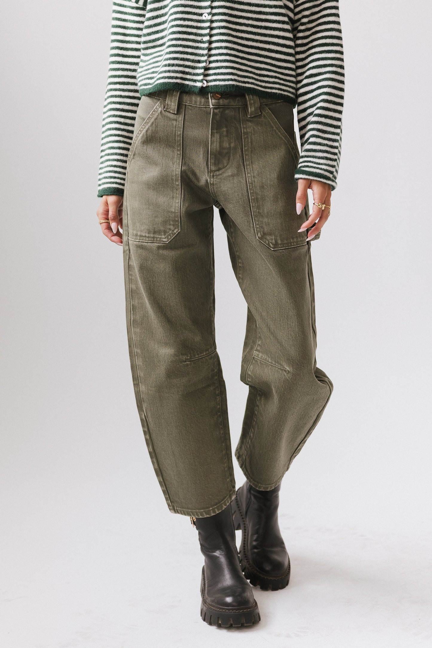 Scottie Barrel Jeans in Olive FINAL SALE