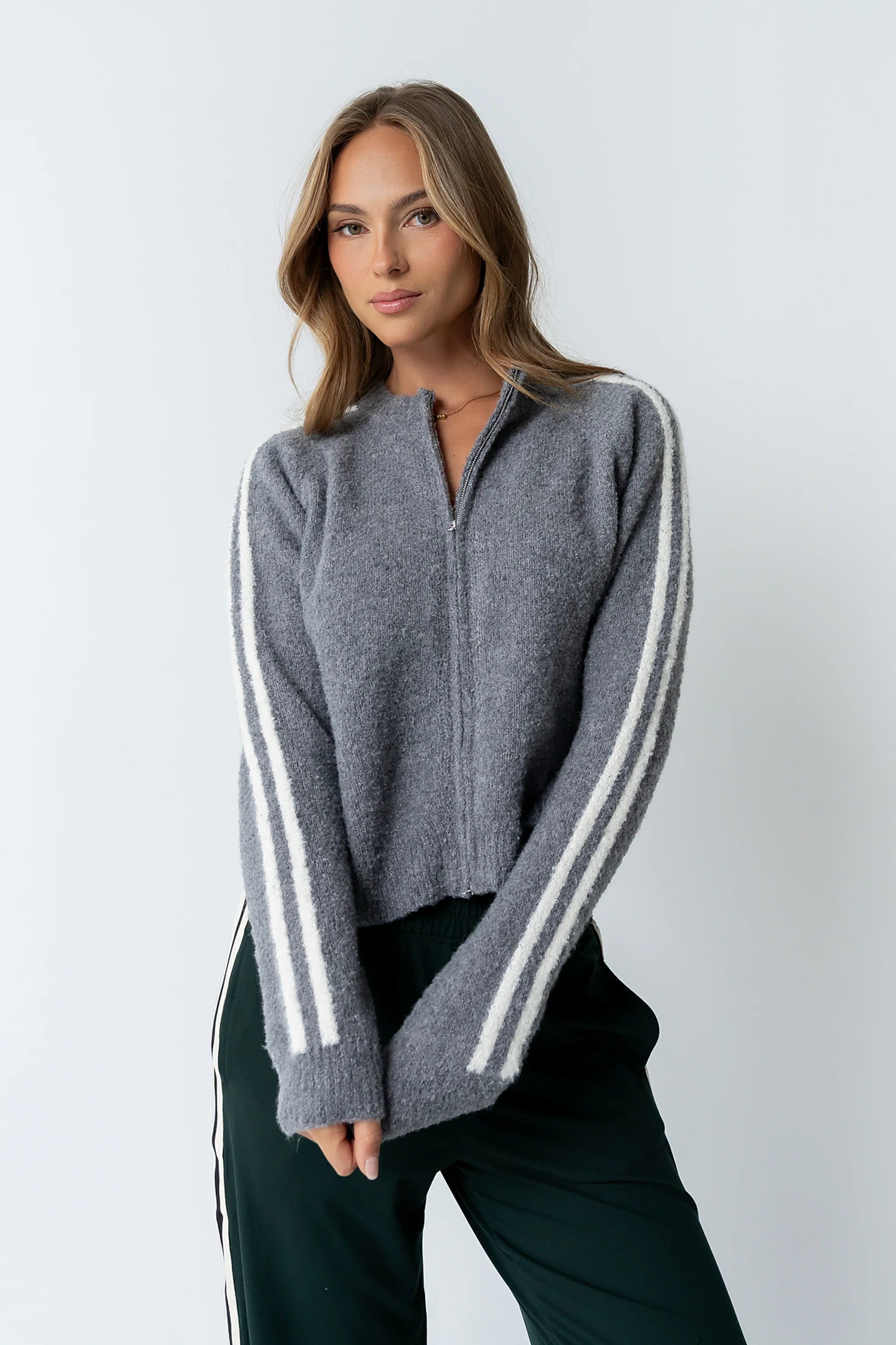 Joshua Striped Jacket in Heather Grey