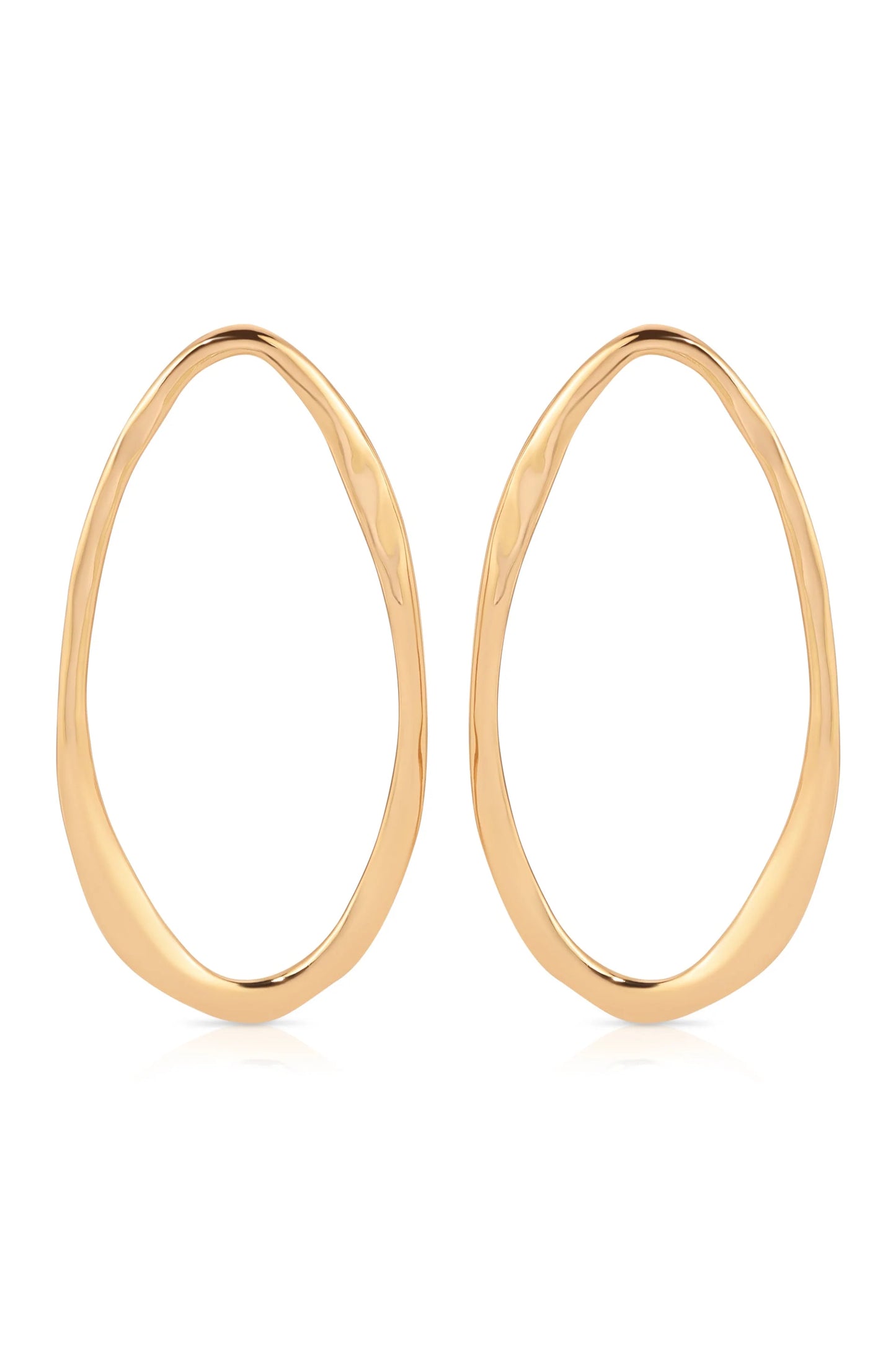 Hammered Large Oval Earrings