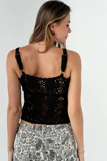 Marko Crochet Tank Top in Black