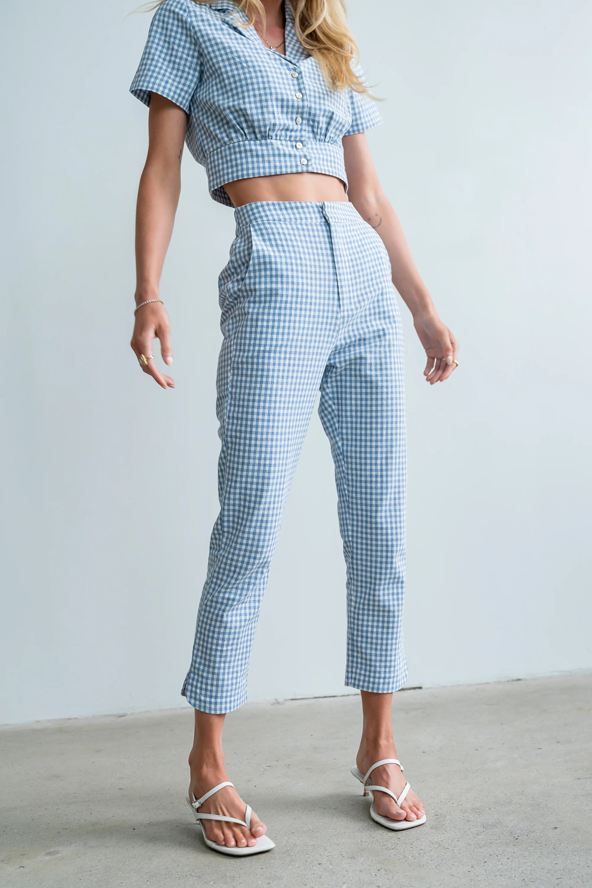 Madie Gingham Pants in Blue