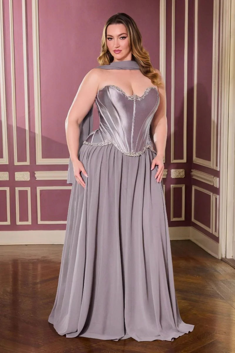 Georgina Corset Ball Gown With Scarf