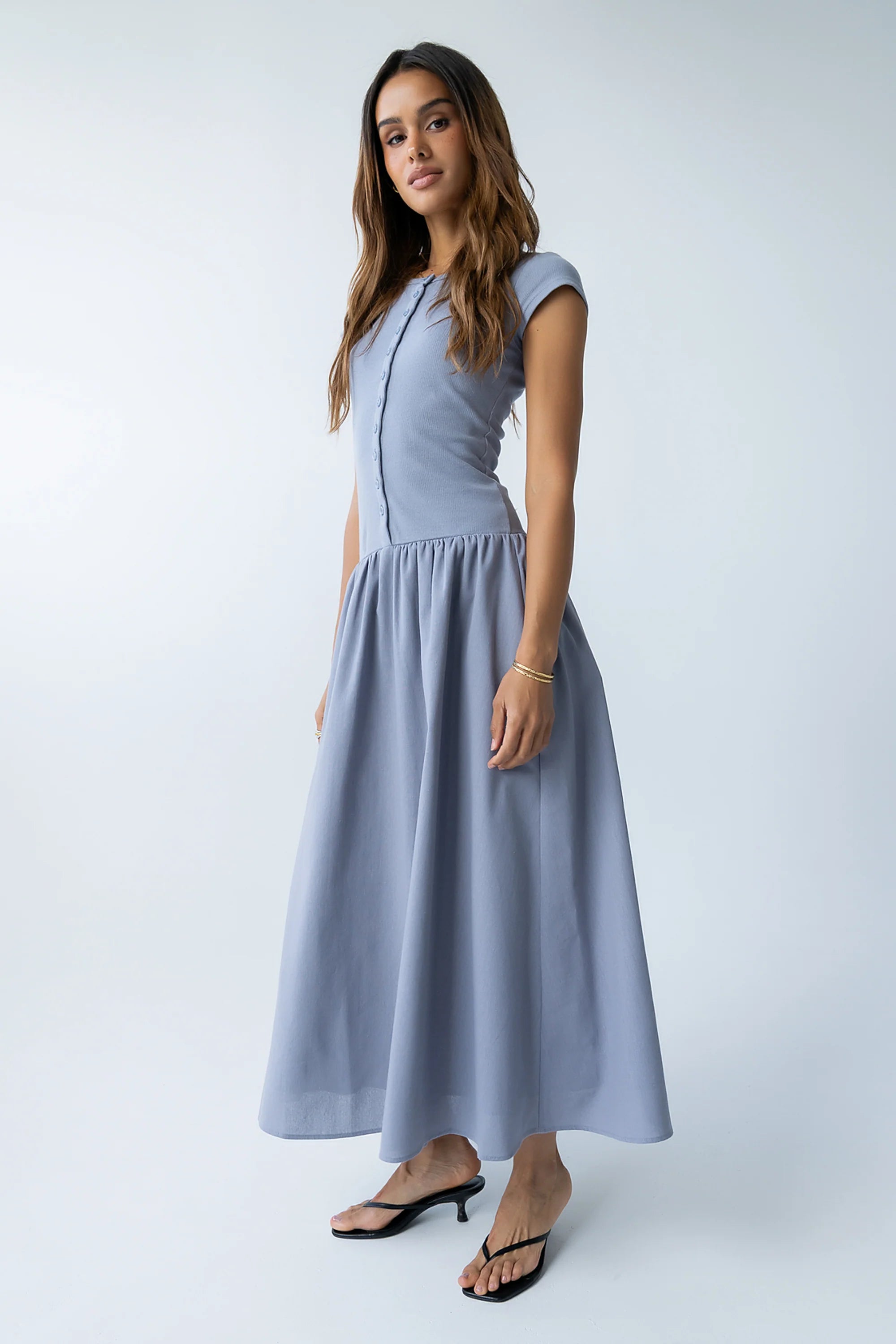Bailee Maxi Dress in Slate Blue