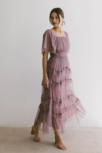 Eugena Ruffled Maxi Dress in Lavender FINAL SALE