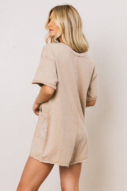 Lynn Relaxed Romper in Taupe FINAL SALE