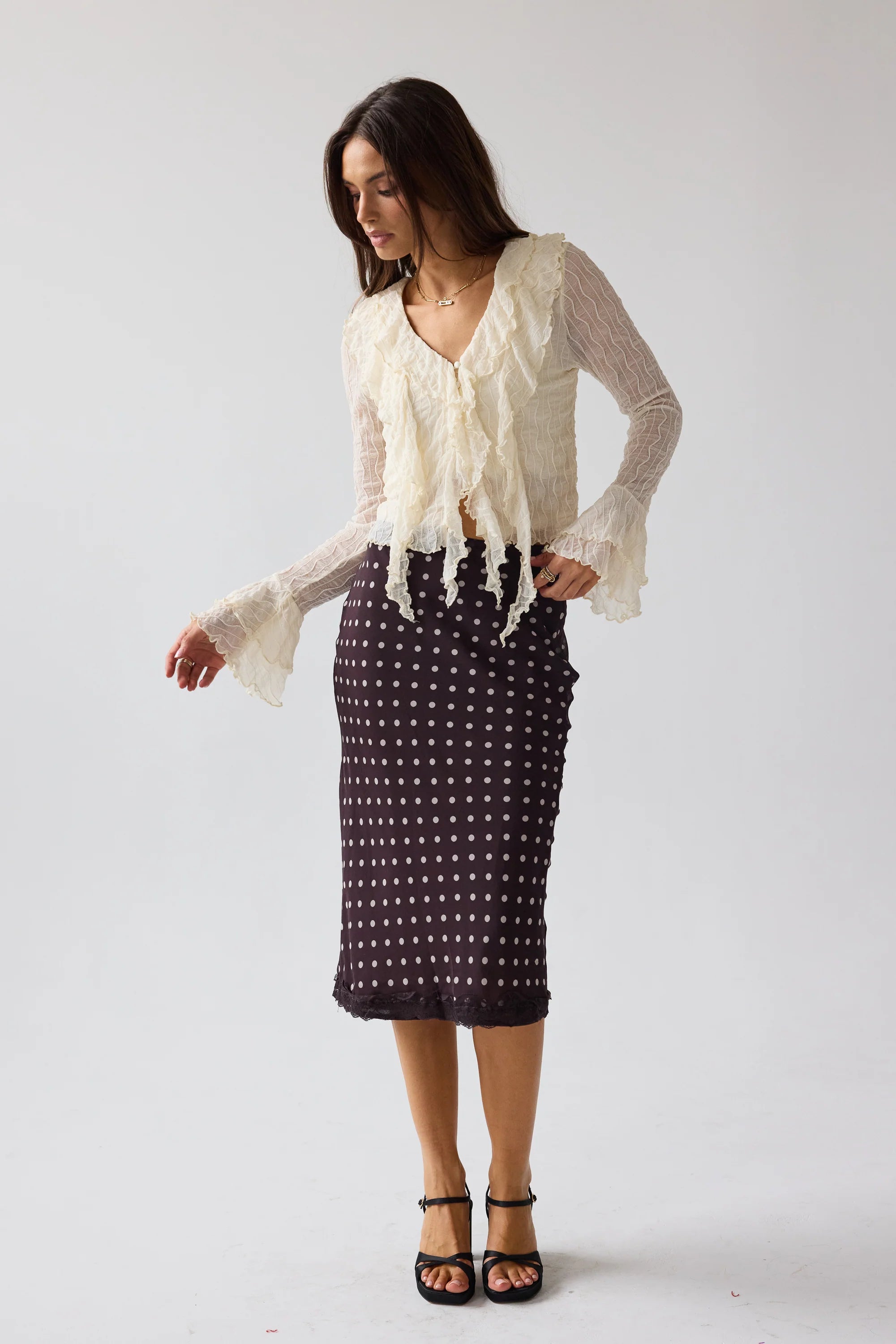 Joy Ruffle Top in Ivory FINAL SALE