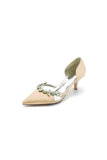 Satin Pointed Toe Beading High Heels