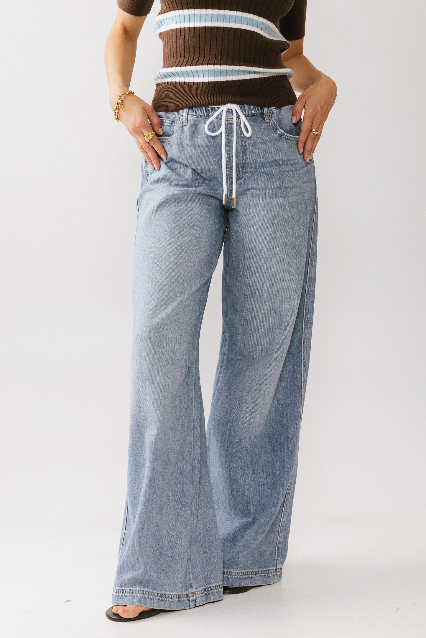 Eva Drawstring Wide Leg Jeans FINAL SALE