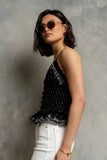 Keira Smocked Tank Top in Black