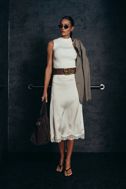 Rika Ribbed Top in Ivory