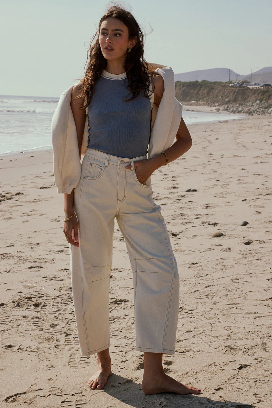 Lisette Barrel Jeans in Cream FINAL SALE