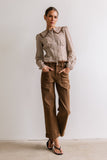 Brenna Gingham Blouse in Mocha FINAL SALE