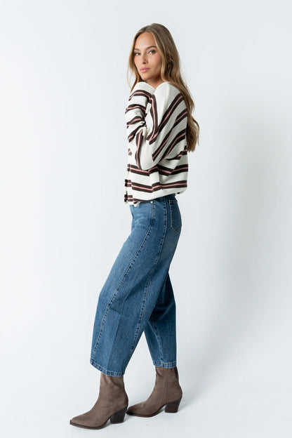 Mariah Striped Cardigan in Ivory FINAL SALE