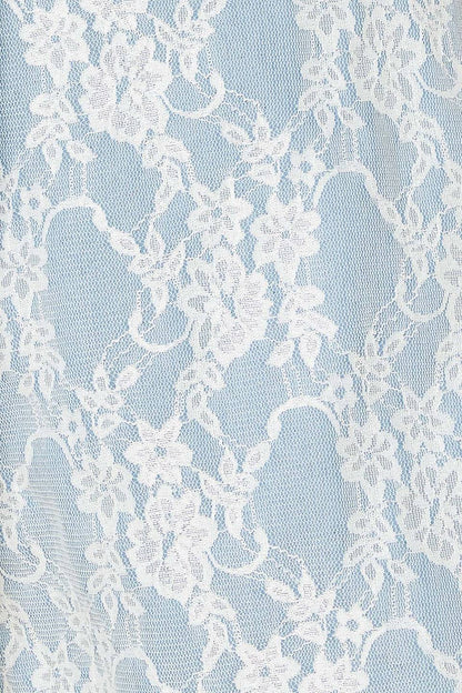 MOMENT MAKER LACE DENIM ROMPER BLUE