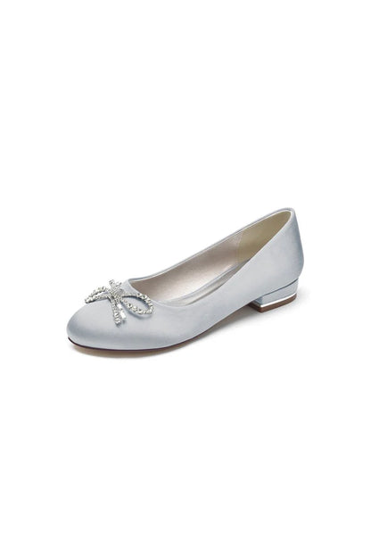 Crystal Bow Round Toe Flats