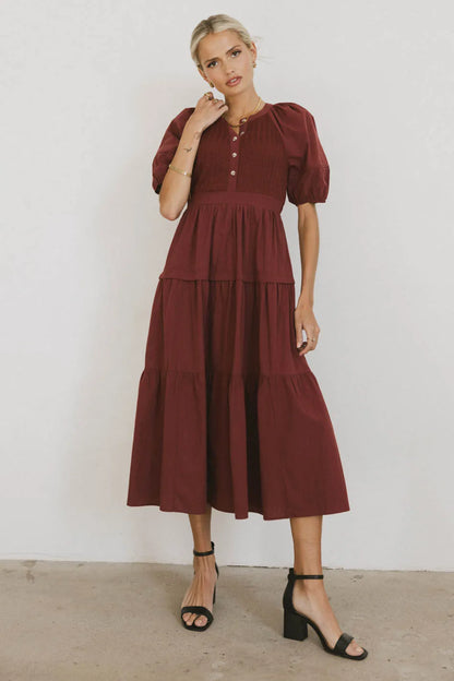 Leandra Midi Dress in Burgundy FINAL SALE