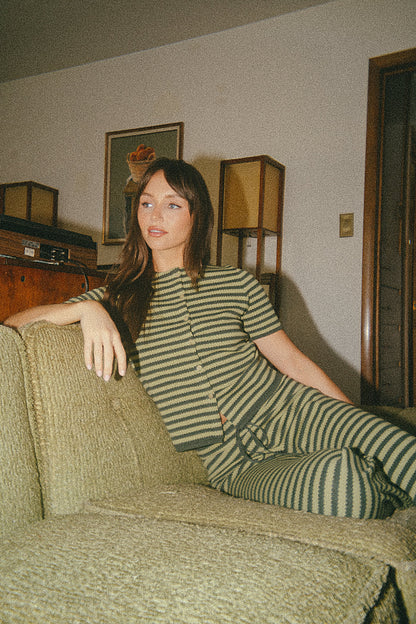 Ireland Striped Top in Green FINAL SALE