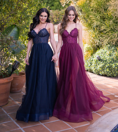 Dani Gown Mulberry Lace Tulle A line Dress