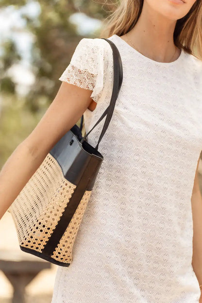 Ellie Wicker Tote in Black FINAL SALE