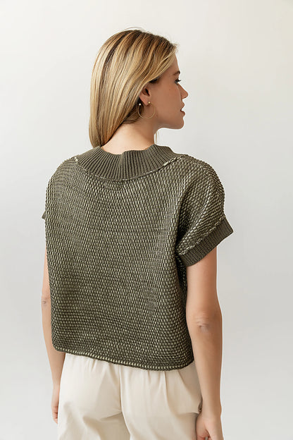 Saige Contrast Sweater in Olive FINAL SALE