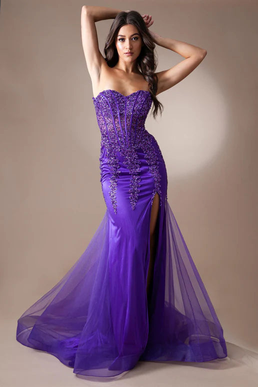 Blakely Gown Strapless Embellished Corset Tulle Dress