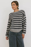 Azuline Striped Sweater in Grey FINAL SALE