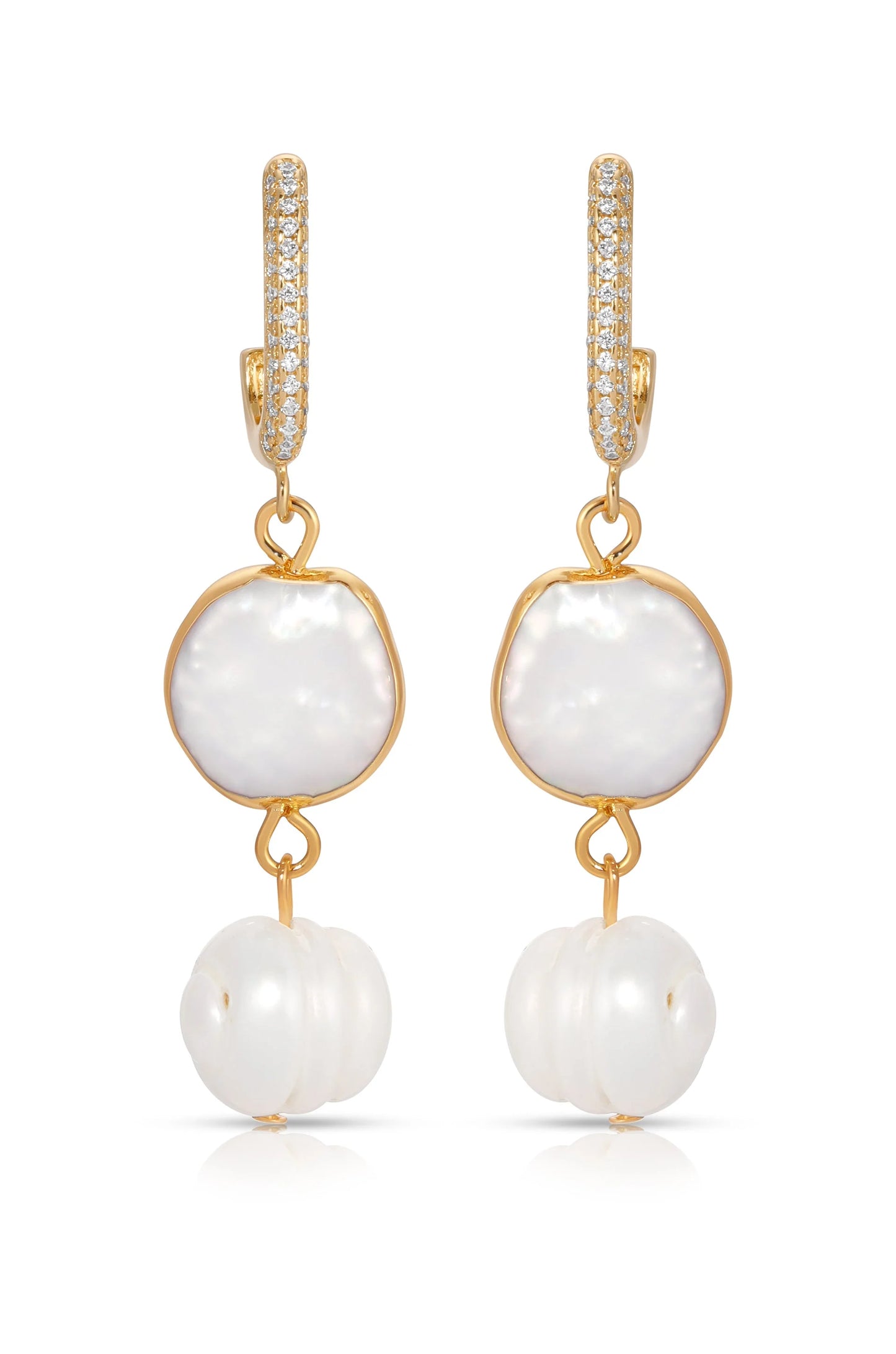Dangling Freshwater Pearl Huggie Hoop Earrings