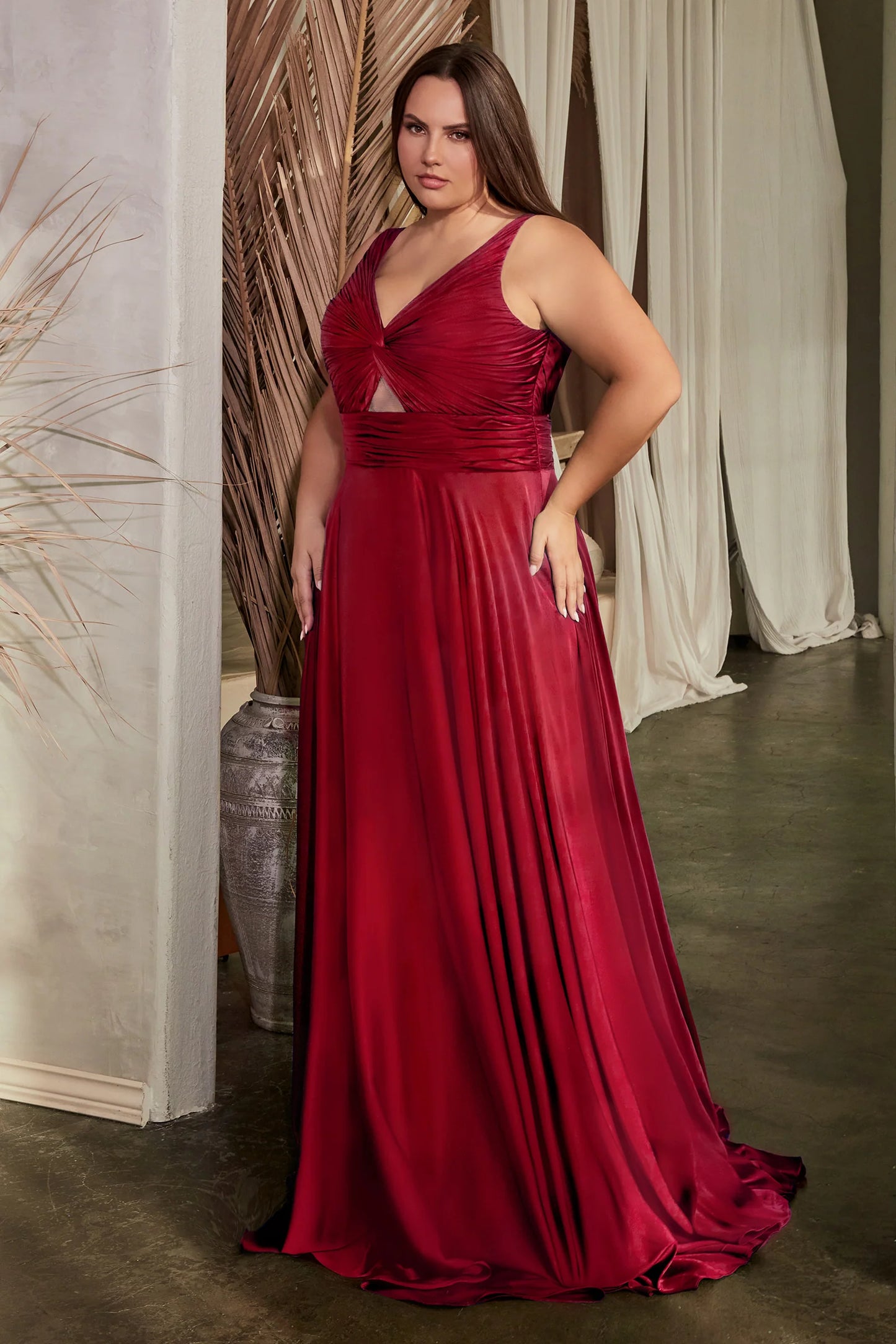 Marlena Gown A Line Keyhole Soft Satin Dress