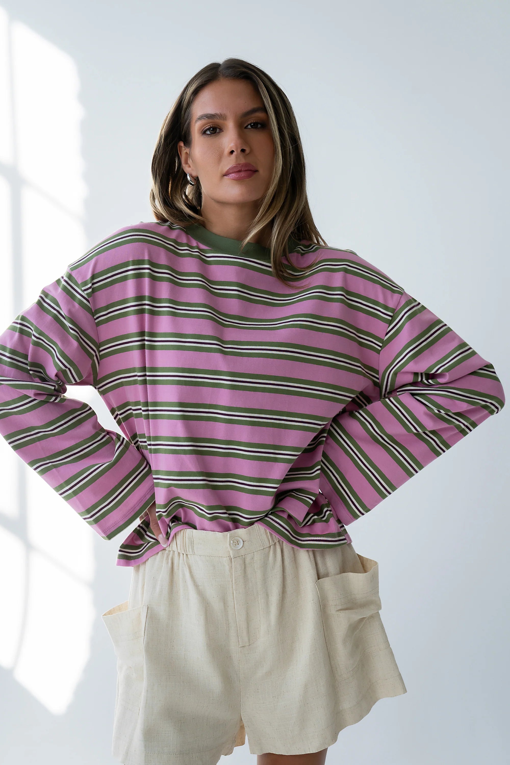 Kiana Striped Top in Orchid