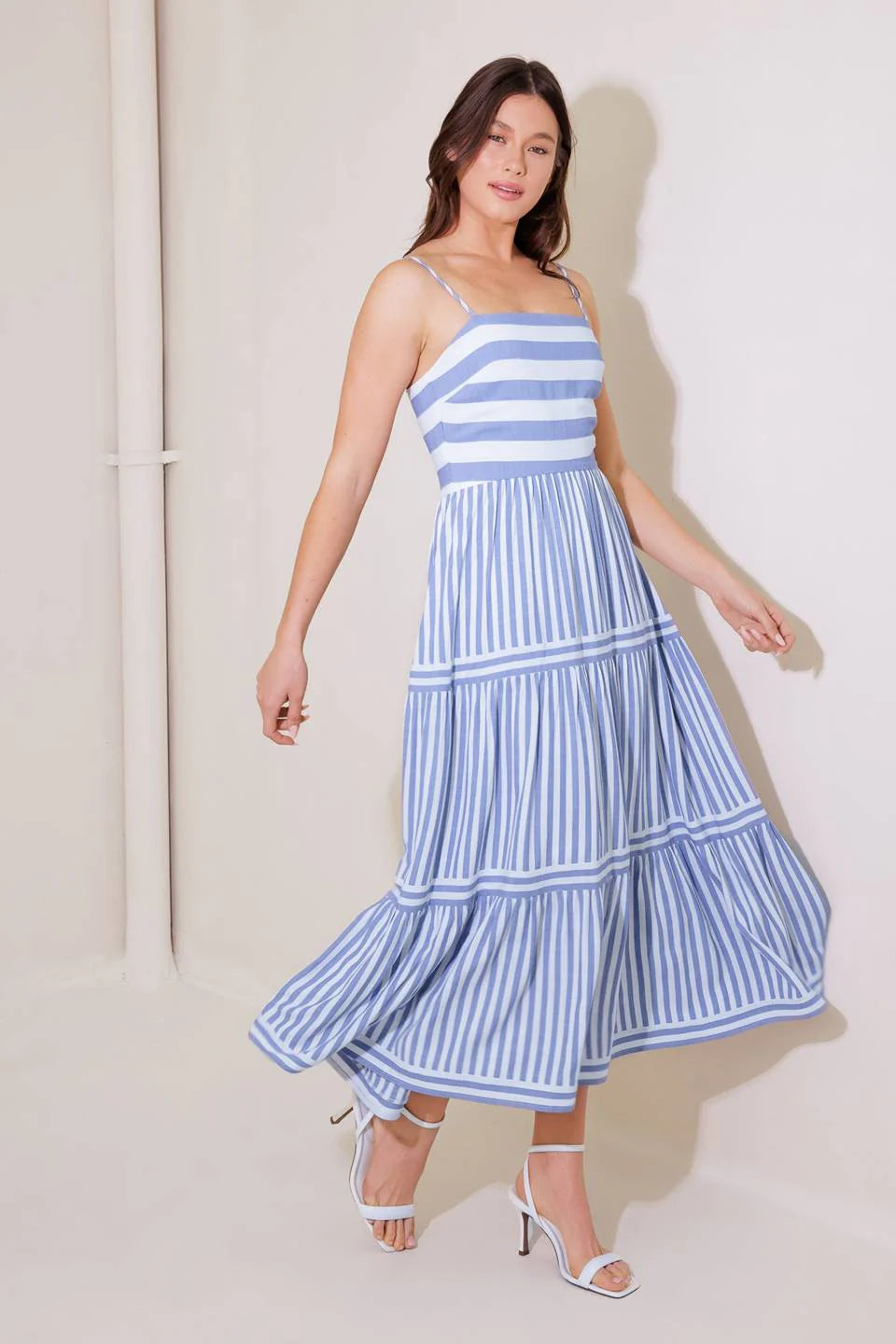 ANYTHING IS POSSIBLE MIDI DRESS BLUE WHITE