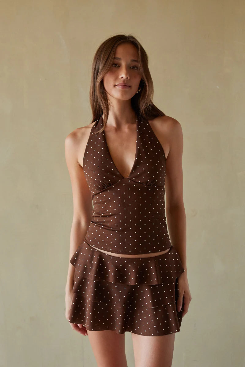 Gracie Polka Dot Ruffle Mini Skort