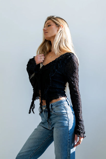 Joy Ruffle Top in Black FINAL SALE