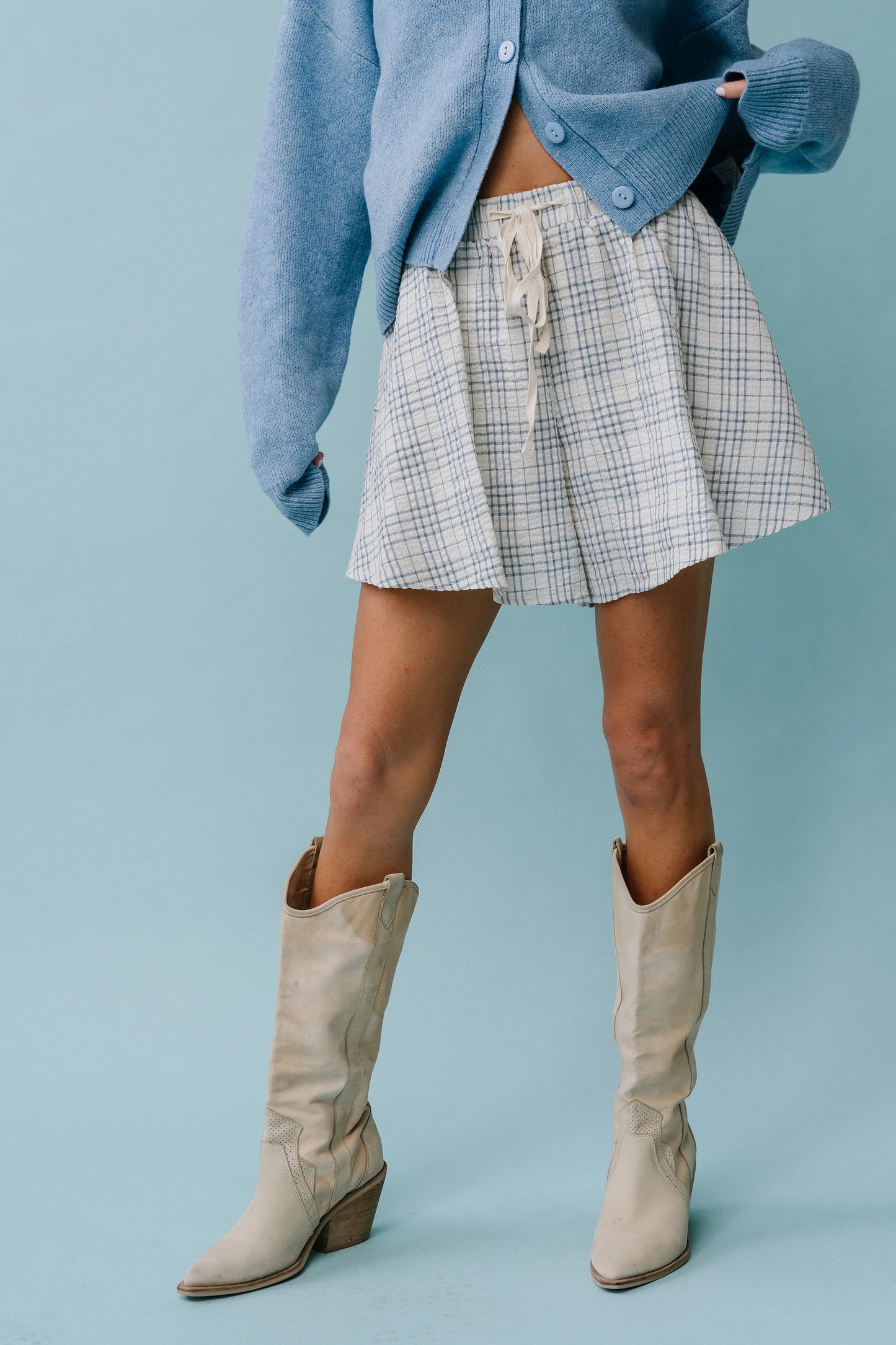 Katherine Plaid Shorts in Blue