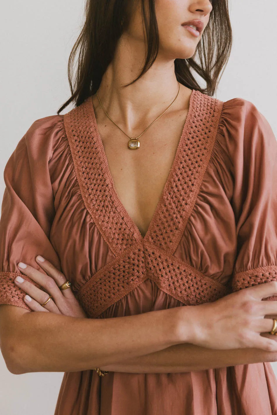 Lorna Mini Dress in Rust FINAL SALE