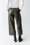 Ulani Vegan Leather Pants in Olive FINAL SALE