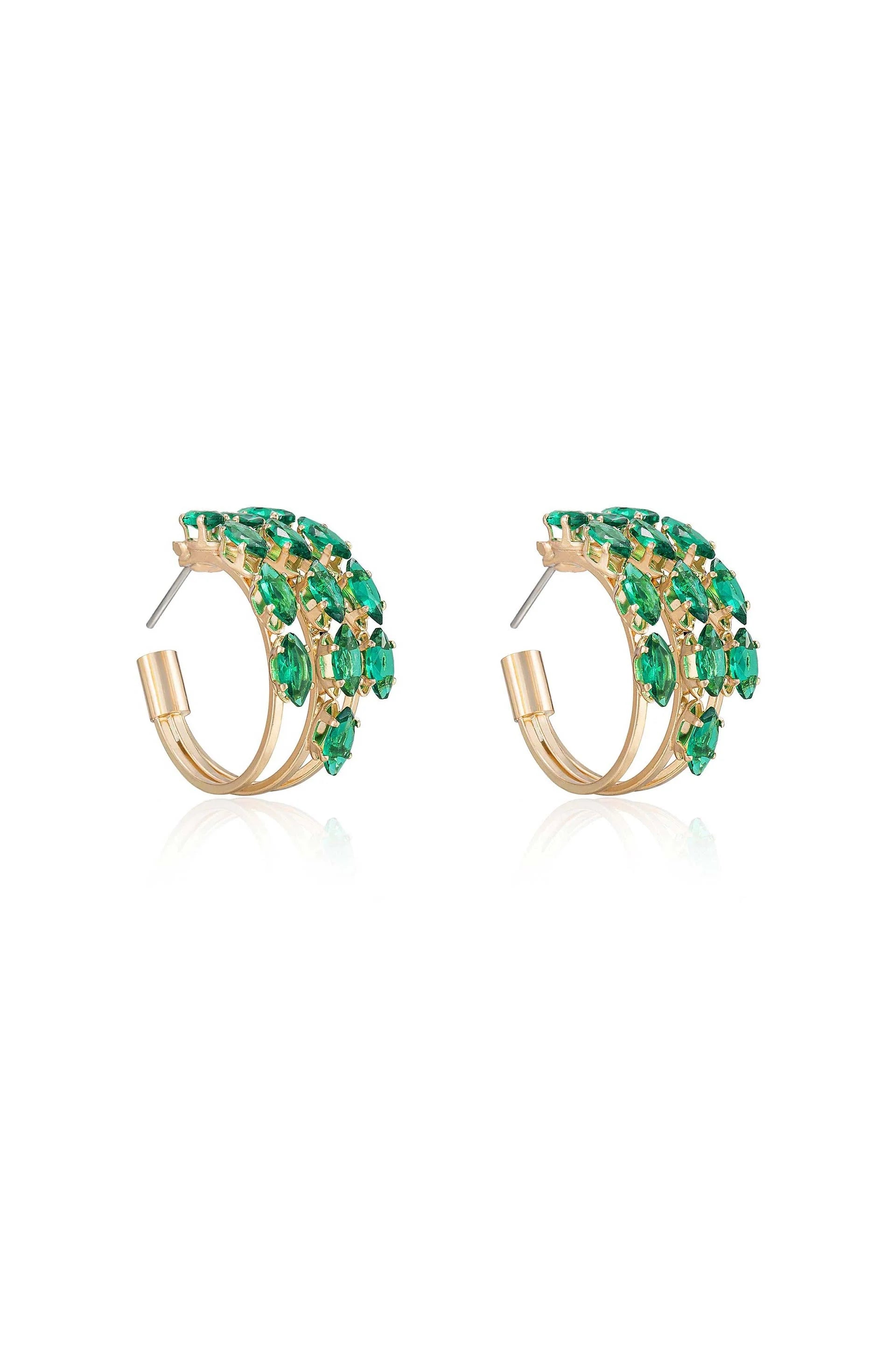 Multi Crystal Huggie Hoop Earrings