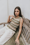 Tessa Striped Top in Olive