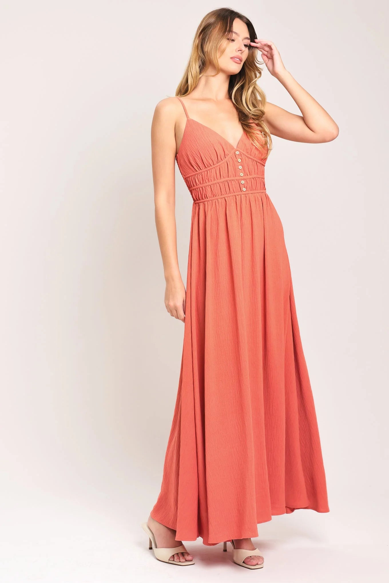 CORAL BLOSSOM MAXI DRESS
