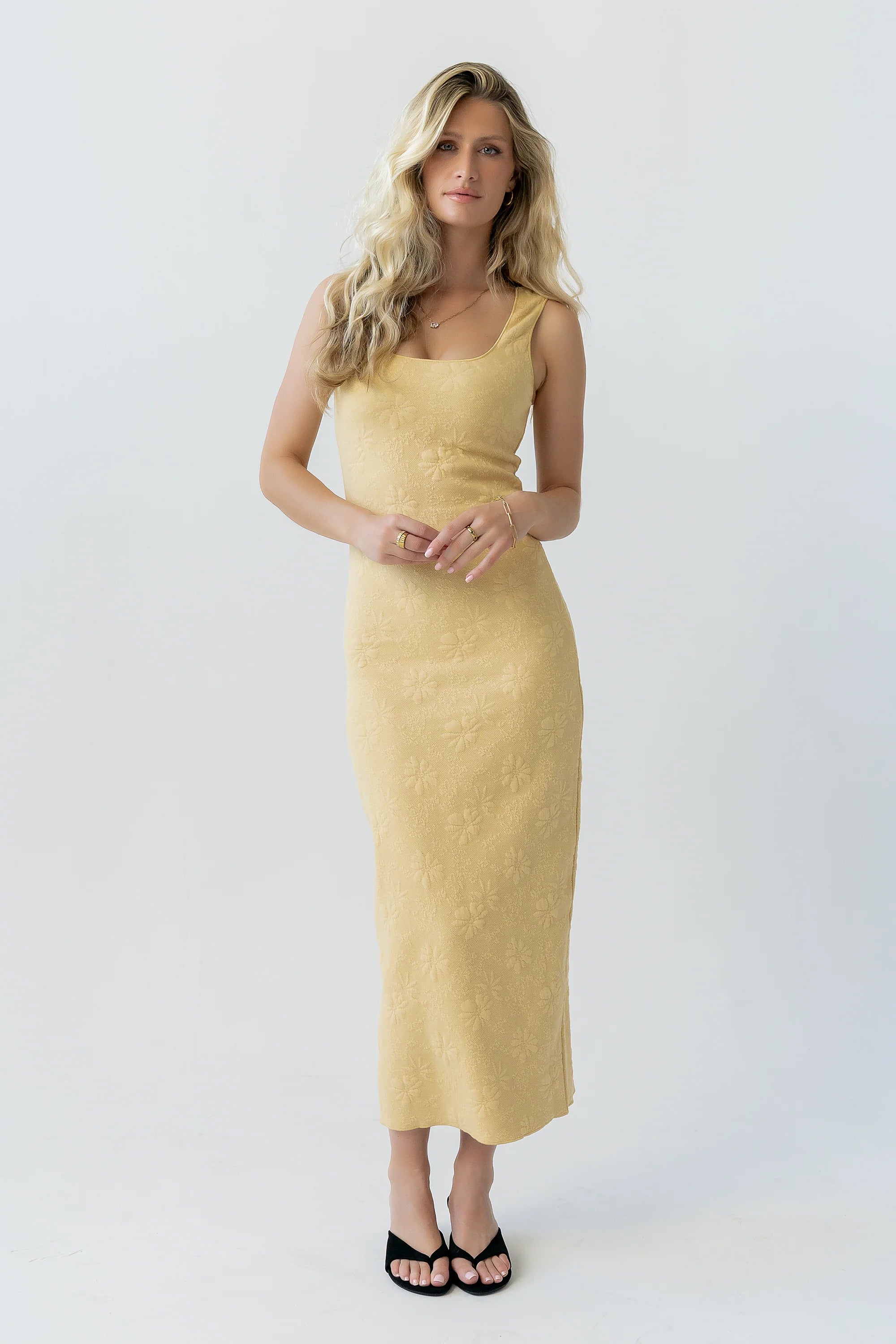 Melissa Textured Maxi Dress in Yellow