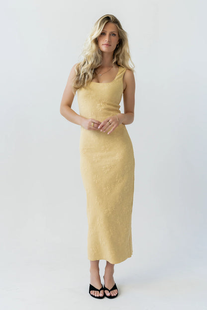 Melissa Textured Maxi Dress in Yellow