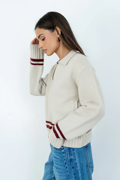 Polly Knit Jacket in Oatmeal FINAL SALE