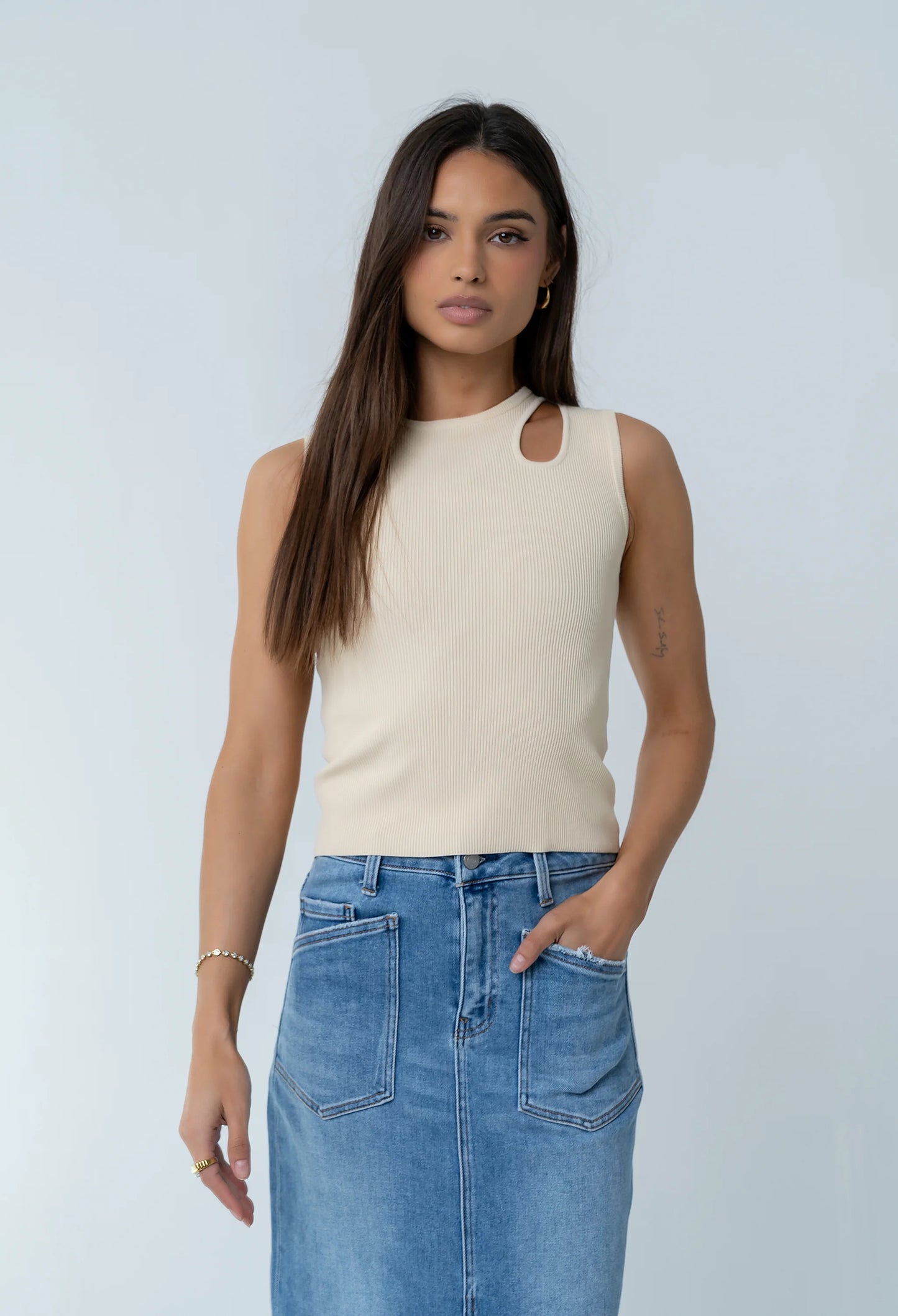 Ollie Cutout Tank Top in Yellow