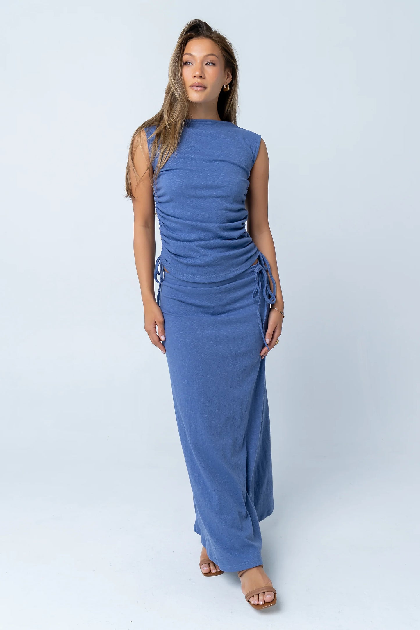 Freda Ruched Top in Blue